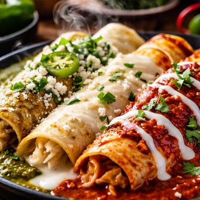 Image of Green White and Red Enchiladas