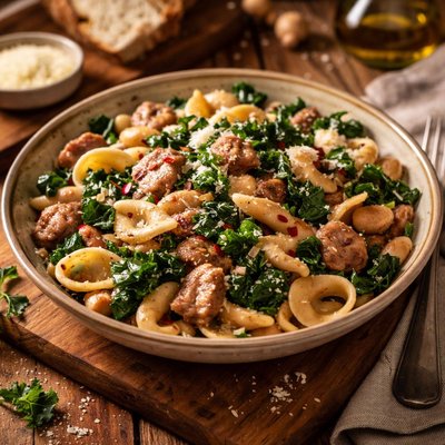 Image of Greens N Beans Pasta with Italian Sausage