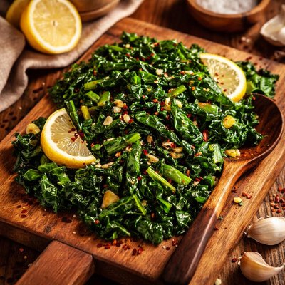 Image of Greens with Garlic and Lemon Seasoning