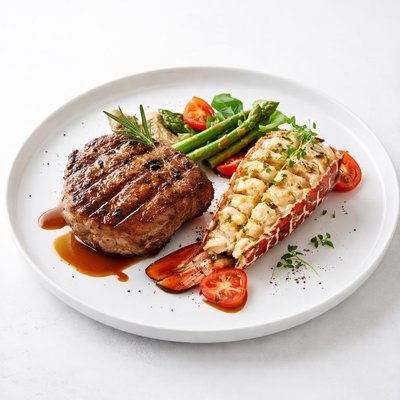 Image of Grillade of Veal Chops and Caribbean Lobster Tail