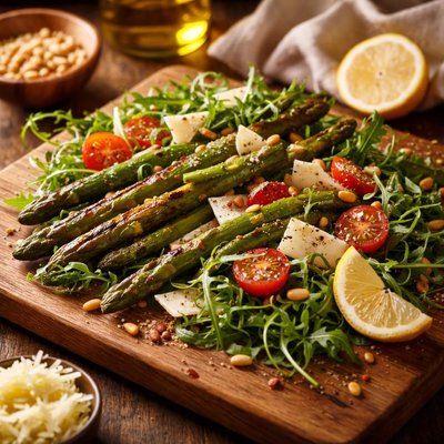 Image of Grilled Asparagus and Asiago Salad