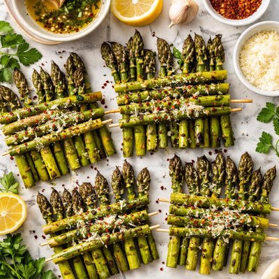 Image of Grilled Asparagus Rafts