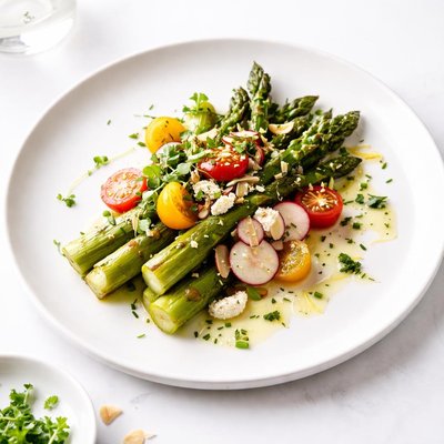 Image of Grilled Asparagus Salad with Lemon Chive Vinaigrette