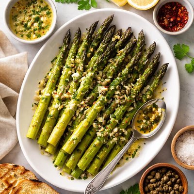 Image of Grilled Asparagus with Caper Butter