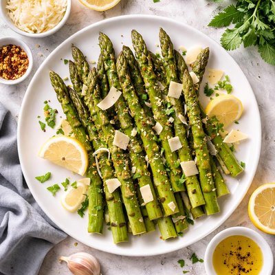 Image of Whole30 Grilled Asparagus with Lemon and Parmesan