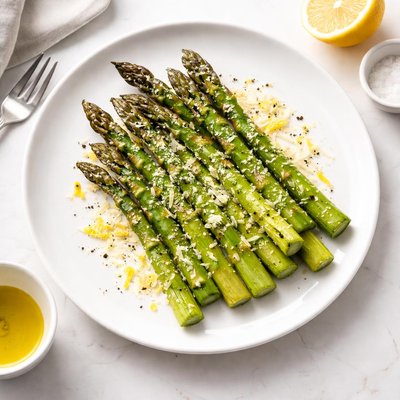 Image of Grilled Asparagus with Olive Oil Lemon Parmesan