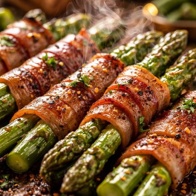Image of Grilled Bacon Wrapped Italian Asparagus