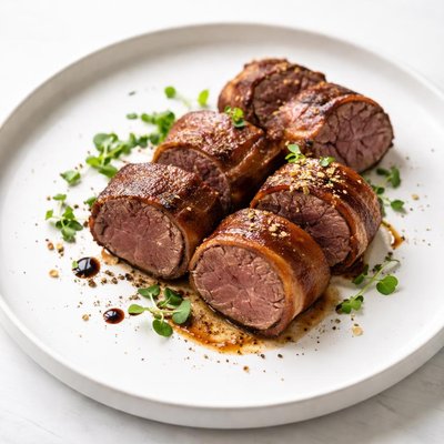 Image of Grilled Bacon Wrapped Venison Back Strap