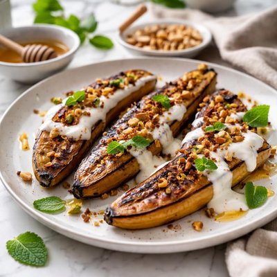 Image of Grilled Bananas with Sweetened Cream