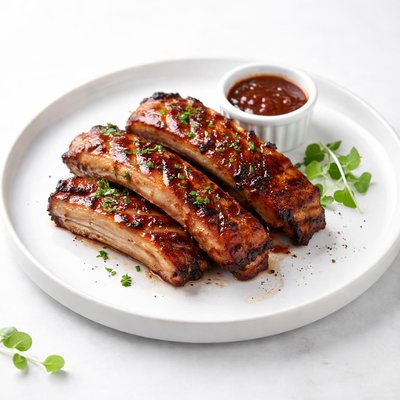Image of Costillas de BBQ a la parrilla bajas en grasa