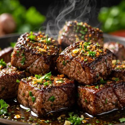 Image of Vegan Grilled Beef Cubes with Herb Marinade