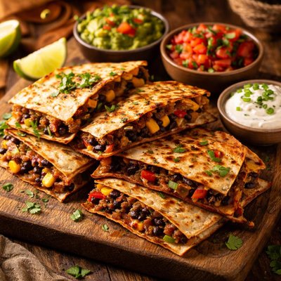 Image of Grilled Black Bean Burger Quesadillas