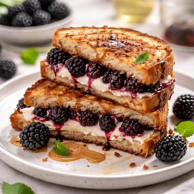 Image of Grilled Blackberry and Cream Cheese Sandwich