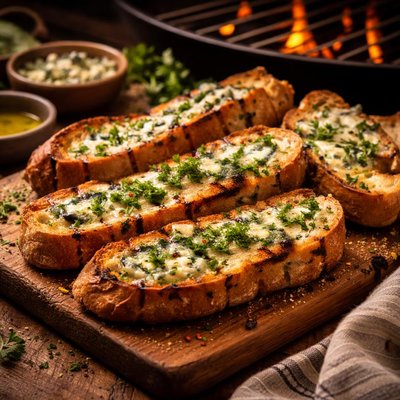Image of Grilled Blue Cheese and Herb Bread on the Bbq