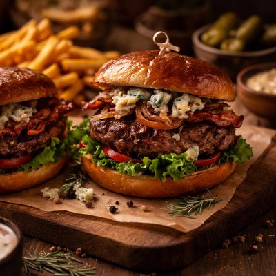 Image of Grilled Blue Cheese Burgers