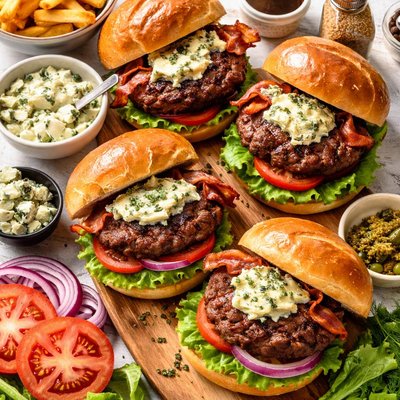 Image of Grilled Blue Cheese Butter Burgers
