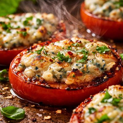 Image of Grilled Blue Cheese Crusted Tomatoes