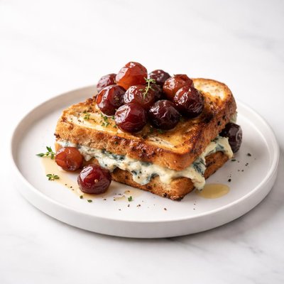 Image of Grilled Blue Cheese Sandwich with Seared Grapes