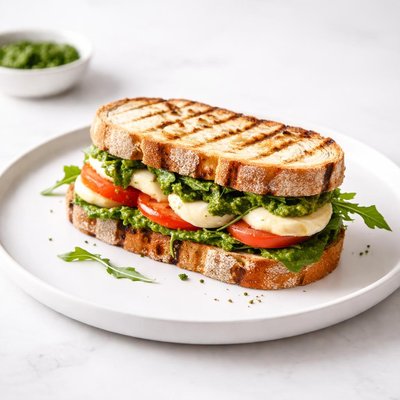 Image of Grilled Bocconcini and Pesto Sandwich