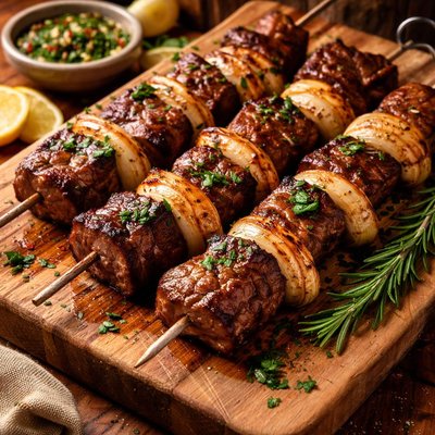Image of Grilled Boneless Sirloin and Vidalia Onion Skewers