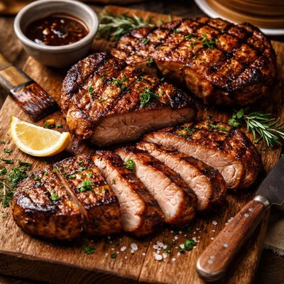 Image of Grilled Bourbon Marinated Pork Chops or Pork Tenderloins