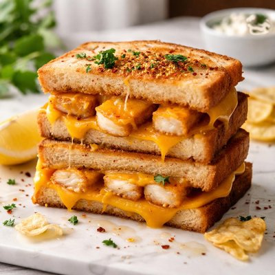 Image of Grilled Cheese and Fish Stick Sandwich