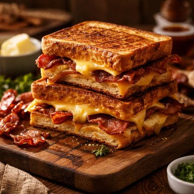 Image of Grilled Cheese French Toast with Bacon