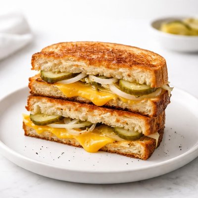 Image of Grilled Cheese Pickle and Vidalia Onion Sandwich