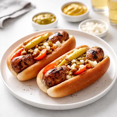 Image of Grilled Chicago Style Beer Brats