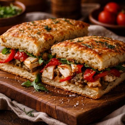 Image of Grilled Chicken and Red Pepper Focaccia