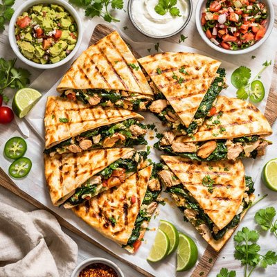 Image of Grilled Chicken and Spinach Quesadillas
