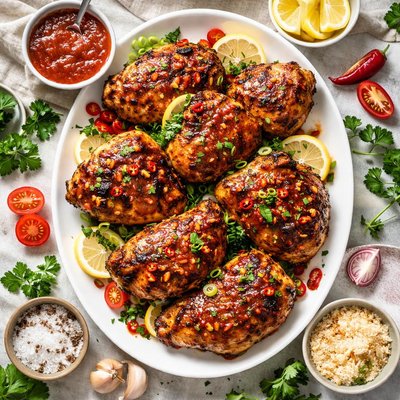 Image of Grilled Chicken Basted with Red Horseradish Sauce