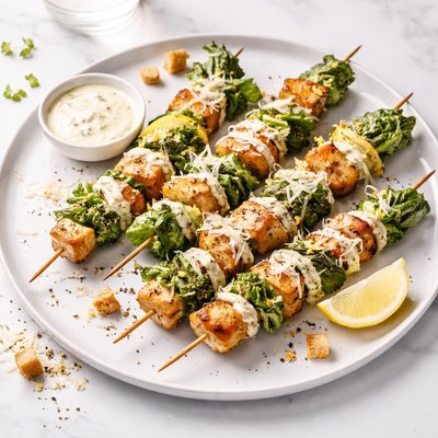 Image of Grilled Chicken Caesar on a Skewer Family Pleaser