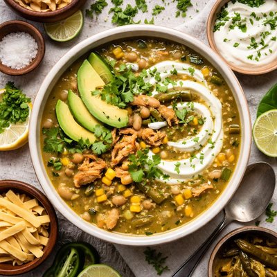 Image of Grilled Chicken Green Chili Soup W Cilantro Cream