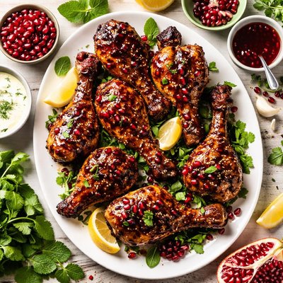 Image of Grilled Chicken Legs with Pomegranate Molasses
