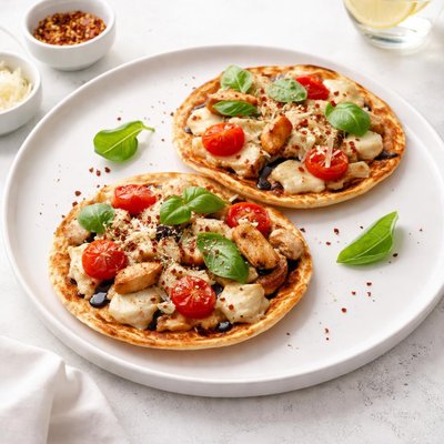 Image of Grilled Chicken Margherita Tostada Pizzas
