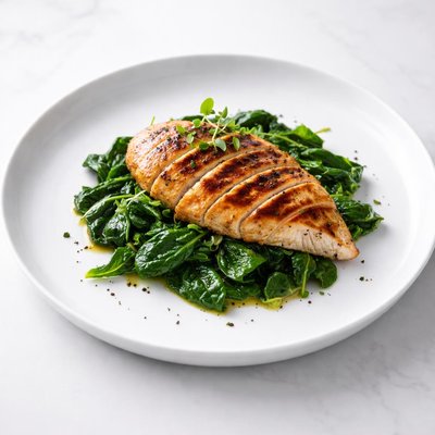 Image of Grilled Chicken on Spinach