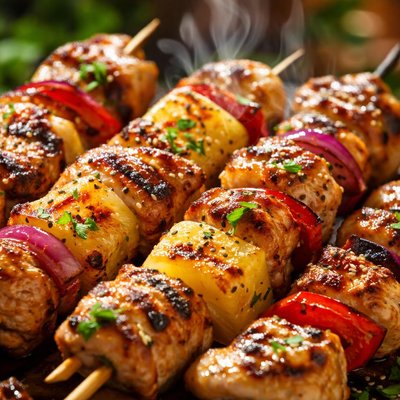 Image of Grilled Chicken Pineapple Skewers