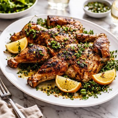 Image of Grilled Chicken Under a Brick
