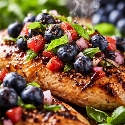 Image of Grilled Chicken with Blueberry Basil Salsa