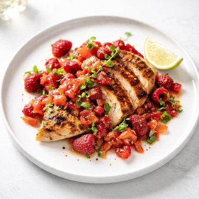 Image of Grilled Chicken with Tomato Raspberry Salsa