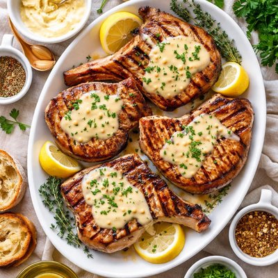 Image of Grilled Chops with Dijon Cream