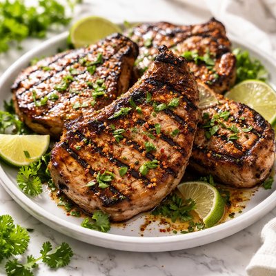 Image of Grilled Cilantro Lime Pork Chops Bbq