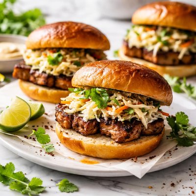 Image of Grilled Cilantro Lime Pork Loin Sandwiches with Coleslaw