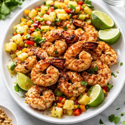 Image of Grilled Coconut Shrimp with Pineapple Salsa