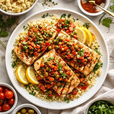 Image of Grilled Cod with Moroccan Spiced Tomato Relish