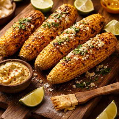 Image of Grilled Corn on the Cob with Lime Cayenne Butter
