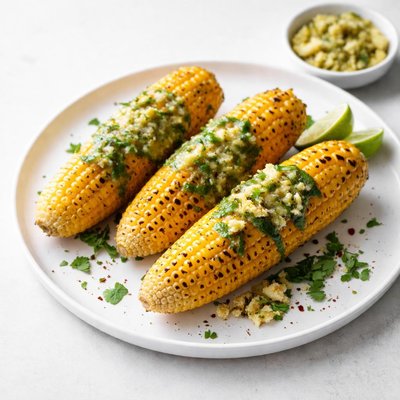 Image of Grilled Corn on the Cob with Roasted Jalapeno Butter