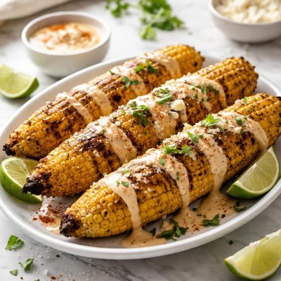 Image of Grilled Corn with Creamy Chipotle Sauce