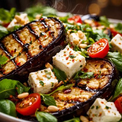 Image of Grilled Eggplant and Feta Cheese Salad Bobby Flay